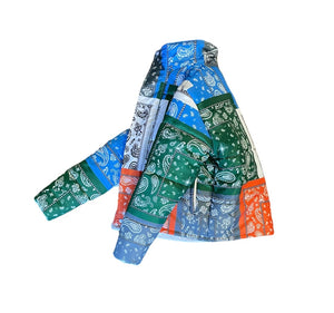 Multicolor-Patchwork Puffer Jacket